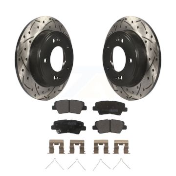 Rear Drill Slot Brake Rotor Semi-Metallic Pad Kit For Kia Hyundai Kona Forte Soul Elantra KDF-100525
