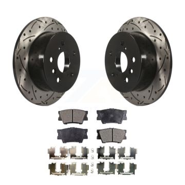 Rear Drilled Slot Brake Rotor & Semi-Metallic Pad Kit For Toyota Camry Lexus ES350 Avalon KDF-100527