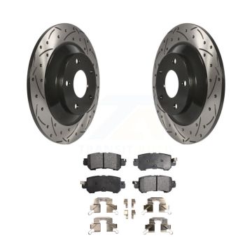 Rear Coated Drilled Slot Disc Brake Rotors Semi-Metallic Pad Kit For 2013-2015 Mazda CX-5 KDF-100528