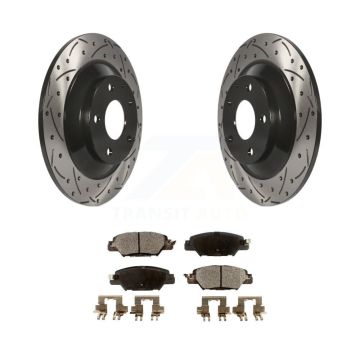 Rear Coated Drilled Slot Disc Brake Rotors Semi-Metallic Pad Kit For 2016-2024 Mazda CX-5 KDF-100529