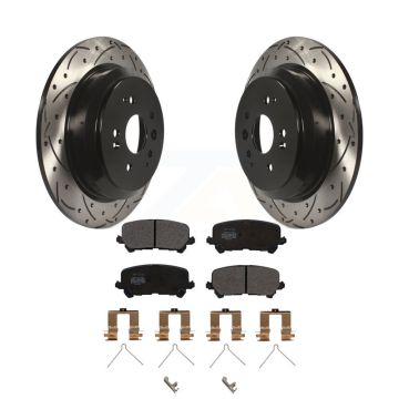 Rear Coated Drilled Slot Disc Brake Rotor & Semi-Metallic Pad Kit For 2014-2016 Acura MDX KDF-100532