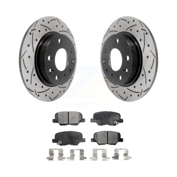 Rear Coated Drilled Slotted Disc Brake Rotors And Semi-Metallic Pad Kit For Mazda 3 Sport KDF-100538