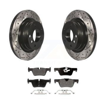 Rear Drill Slot Brake Rotor Semi-Metallic Pad Kit For BMW 230i xDrive 228i 328i 320i 428i KDF-100544