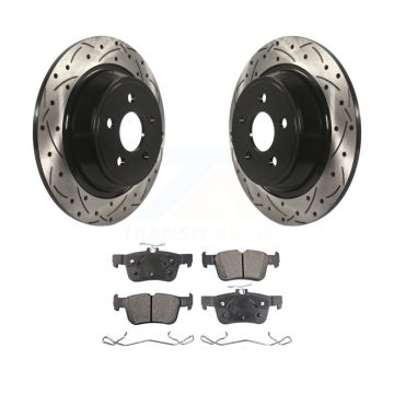 Rear Drilled Slot Brake Rotor Semi-Metallic Pad Kit For Ford Edge Fusion Lincoln Nautilus KDF-100546