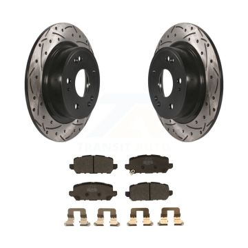 Rear Coated Drilled Slot Disc Brake Rotors Semi-Metallic Pad Kit For 2016-2022 Honda HR-V KDF-100553