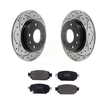 Rear Coated Drilled Slotted Disc Brake Rotor Semi-Metallic Pad Kit For Mazda 3 CX-3 Sport KDF-100562