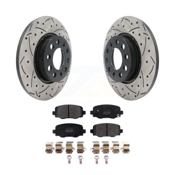 Rear Coated Drill Slot Disc Brake Rotor Semi-Metallic Pad Kit For Jeep Renegade Fiat 500X KDF-100563