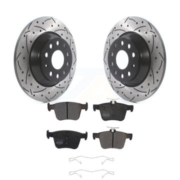 Rear Drill Slot Brake Rotors Semi-Metallic Pad Kit For Volkswagen Tiguan Jetta Audi Q3 TT KDF-100564