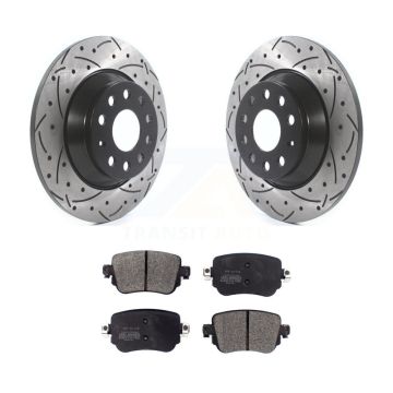 Rear Coat Drill Slot Disc Brake Rotor Semi-Metallic Pad Kit For 2016-2018 Audi Q3 Quattro KDF-100565
