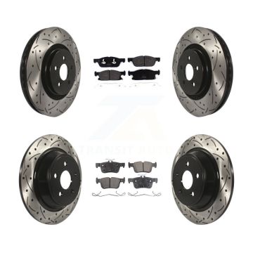 Front Rear Drill Slot Disc Brake Rotors Semi-Metallic Pad Kit For Ford Fusion Lincoln MKZ KDF-100568