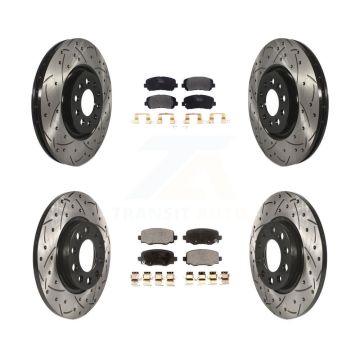 Front Rear Coated Drilled Slotted Disc Brake Rotor Semi-Metallic Pad Kit For Chrysler 200 KDF-100570
