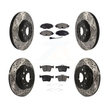 Front Rear Drilled Slot Brake Rotors Semi-Metallic Pad Kit For Volkswagen Taos Audi A3 TT KDF-100575