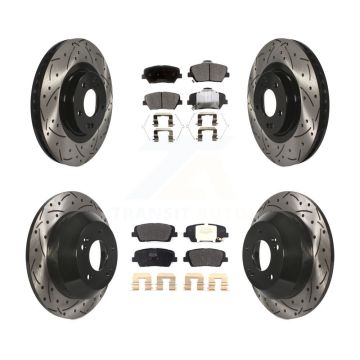 Front Rear Drill Slot Brake Rotors Semi-Metallic Pad Kit For Kia Sorento Hyundai Santa Fe KDF-100585