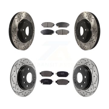 Front Rear Drill Slot Disc Brake Rotor Semi-Metallic Pad Kit For 2019-2022 Mazda CX-3 AWD KDF-100589