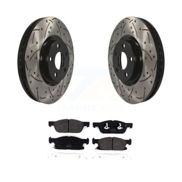 Front Coated Drilled Slot Disc Brake Rotors Semi-Metallic Pad Kit For Lincoln Continental KDF-100591