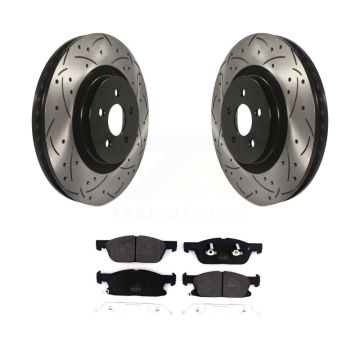 Front Coat Drill Slot Disc Brake Rotors Semi-Metallic Pad Kit For Ford Fusion Lincoln MKZ KDF-100592