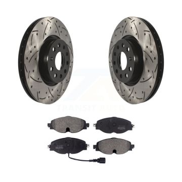 Front Drilled Slot Brake Rotor Semi-Metallic Pad Kit For Volkswagen Golf Taos Audi GTI A3 KDF-100597