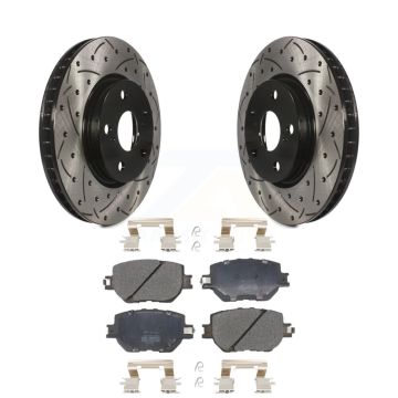Front Coated Drilled Slotted Disc Brake Rotors And Semi-Metallic Pads Kit For Lexus IS250 KDF-100599
