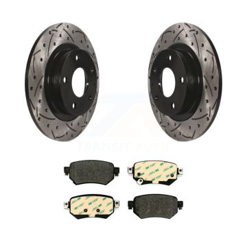 Rear Coated Drilled Slotted Disc Brake Rotors Semi-Metallic Pad Kit For 2016-2021 Mazda 6 KDF-100601