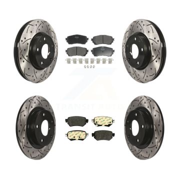 Front Rear Coated Drill Slot Disc Brake Rotor Semi-Metallic Pad Kit For 2016-2018 Mazda 6 KDF-100602
