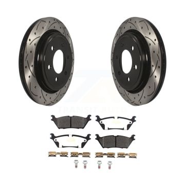 Rear Coated Drilled Slotted Disc Brake Rotors And Semi-Metallic Pads Kit For Ford F-150 KDF-100605