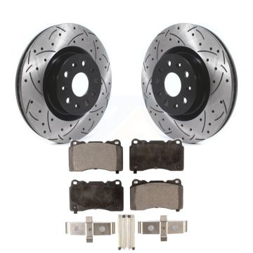 Front Coated Drilled Slotted Disc Brake Rotors Semi-Metallic Pad Kit For Cadillac CTS CT6 KDF-100608