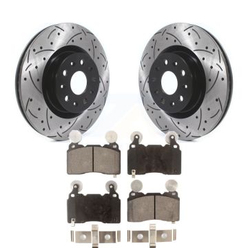 Front Drill Slot Brake Rotors Semi-Metallic Pad Kit For Cadillac Chevrolet Camaro CTS CT6 KDF-100610