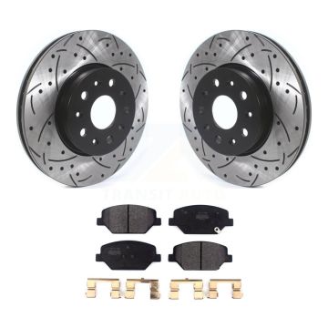Front Coated Drilled Slotted Disc Brake Rotors Semi-Metallic Pad Kit For Chevrolet Camaro KDF-100616