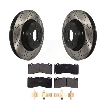Front Drill Slot Brake Rotor Semi-Metallic Pad Kit For Ford Mustang V6 With Brembo Brakes KDF-100617