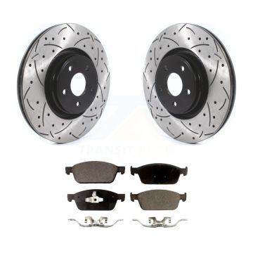 Front Coated Drill Slot Disc Brake Rotor Semi-Metallic Pad Kit For Ford Focus Lincoln MKC KDF-100619