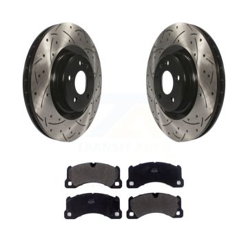 Front Coat Drill Slot Disc Brake Rotors Semi-Metallic Pad Kit For 2017 Porsche Macan Base KDF-100621