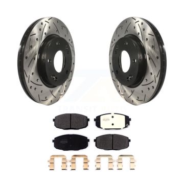 Front Drill Slot Brake Rotor Semi-Metallic Pad Kit For Kia Hyundai Kona Forte Soul Seltos KDF-100622