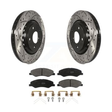 Front Coat Drill Slot Disc Brake Rotors Semi-Metallic Pad Kit For 2018-2023 Honda Odyssey KDF-100625