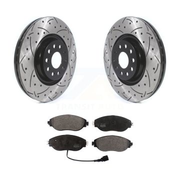 Front Drill Slot Brake Rotors Semi-Metallic Pad Kit For Volkswagen Tiguan Jetta Audi Q3 R KDF-100626