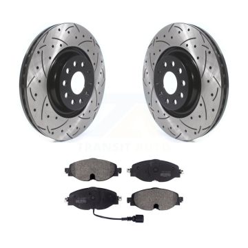 Front Drill Slot Disc Brake Rotor Semi-Metallic Pad Kit For Volkswagen Golf Jetta Audi A3 KDF-100627