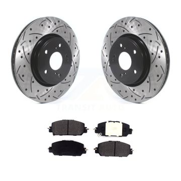 Front Coated Drilled Slotted Disc Brake Rotor & Semi-Metallic Pad Kit For Honda CR-V HR-V KDF-100637