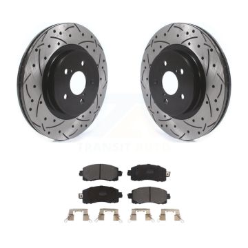 Front Coat Drill Slot Disc Brake Rotor Semi-Metallic Pad Kit For Subaru Crosstrek Impreza KDF-100639