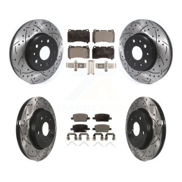 Front Rear Drill Slot Brake Rotor Semi-Metallic Pad Kit For Chevrolet Camaro Cadillac CT6 KDF-100648
