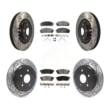 Front Rear Drilled Slot Brake Rotor & Semi-Metallic Pad Kit For Lexus NX300 NX200t NX300h KDF-100659