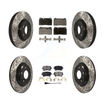 Front Rear Drill Slot Disc Brake Rotor Semi-Metallic Pad Kit For 2016 Audi Q5 FLEX engine KDF-100662