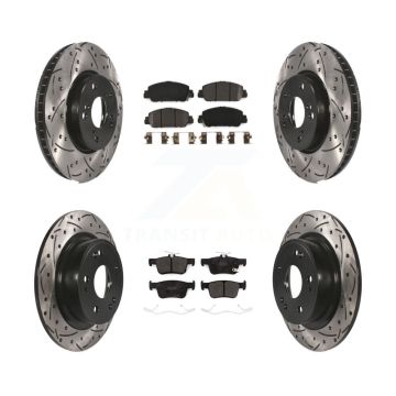 Front Rear Coated Drilled Slotted Disc Brake Rotor Semi-Metallic Pad Kit For Honda Accord KDF-100664