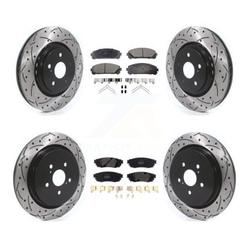 Front Rear Drilled Slot Brake Rotor & Semi-Metallic Pad Kit For Lexus RX350 RX450h RX350L KDF-100678