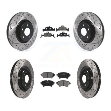 Front Rear Drilled Slot Brake Rotors Semi-Metallic Pad Kit For Audi Q5 A5 Sportback A4 A6 KDF-100683