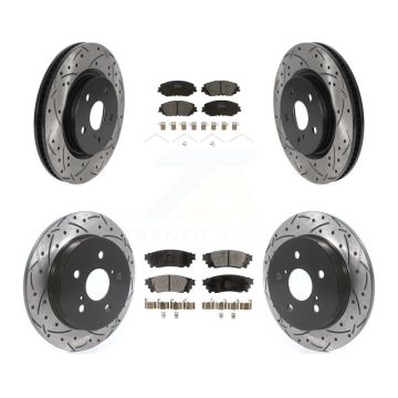 Front Rear Drilled Slot Brake Rotor & Semi-Metallic Pad Kit For Toyota RAV4 Camry Corolla KDF-100685