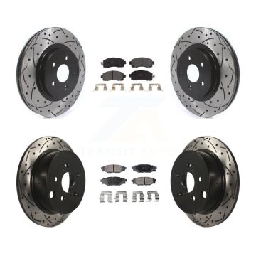 Front Rear Drill Slot Disc Brake Rotor Semi-Metallic Pad Kit For Subaru Crosstrek Impreza KDF-100687