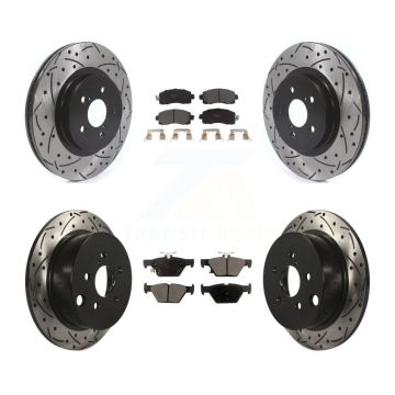 Front Rear Coated Drill Slot Disc Brake Rotors Semi-Metallic Pad Kit For Subaru Crosstrek KDF-100688
