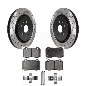 Rear Drill Slot Disc Brake Rotors Semi-Metallic Pad Kit For Chevrolet Camaro Cadillac CTS KDF-100690
