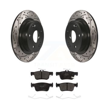 Rear Coated Drill Slot Disc Brake Rotors Semi-Metallic Pad Kit For 2018-2022 Honda Accord KDF-100696