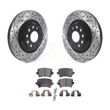 Rear Drill Slot Brake Rotor Semi-Metallic Pad Kit For Volkswagen GTI Passat CC Golf R R32 KDF-100697