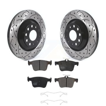 Rear Drill Slot Brake Rotor Semi-Metallic Pad Kit For Volkswagen Atlas Audi Q3 Cross Golf KDF-100699